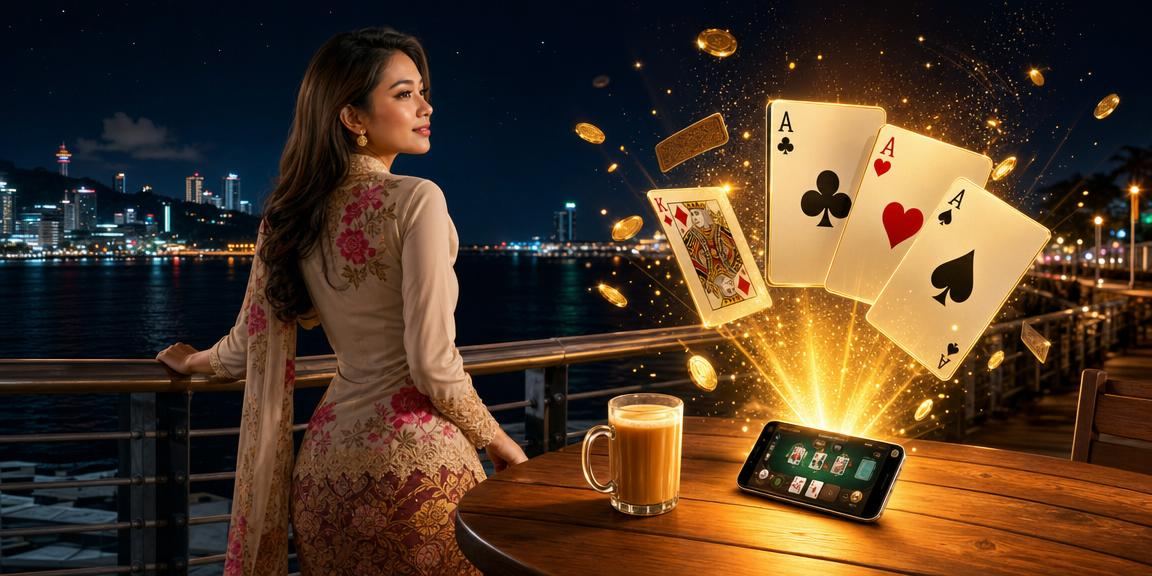 Pemain Malaysia menikmati permainan kad poker dalam talian dengan suasana kasino tempatan